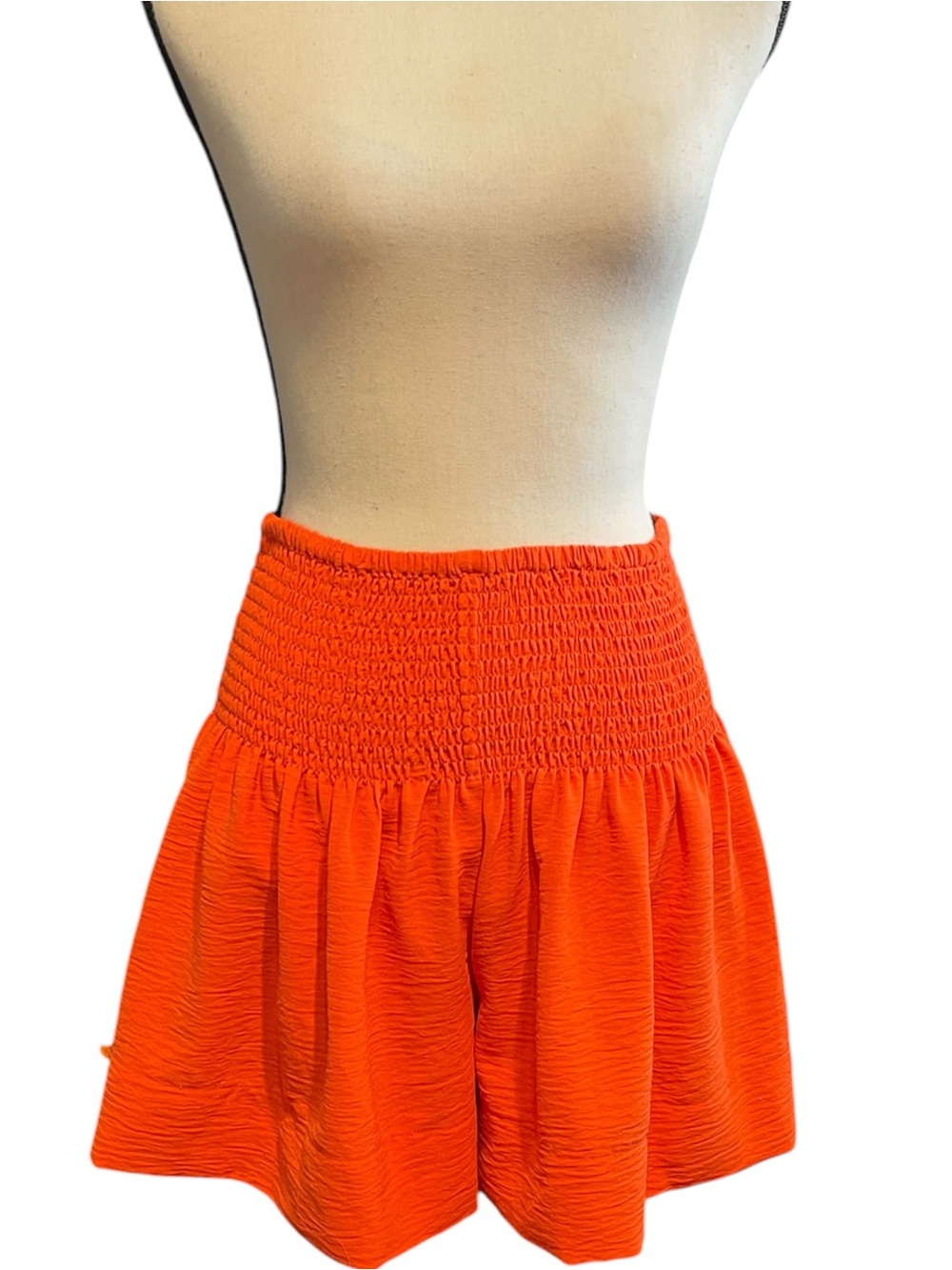 Ivy Jane Red Orange Textured Pleated Flared Skort High Waist Ribbed Waistband‎ S